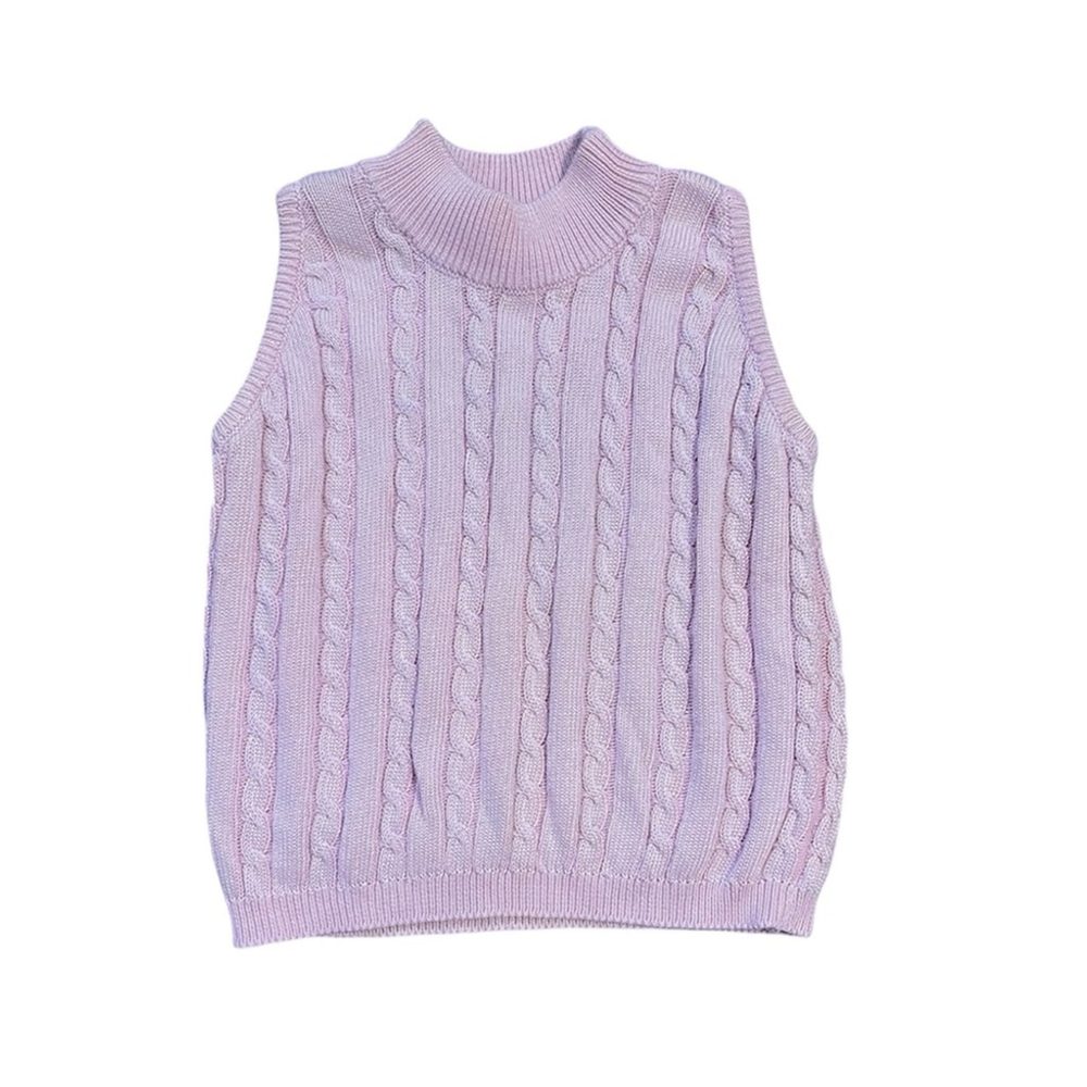 Vintage United Colors Benetton Cable Knit Mock Neck Sweater Vest - Picture 3 of 6